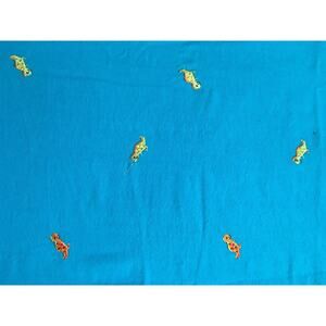 2 Yds Green Orange Dinosaur Embroidered Blue Flannel Cotton Fabric Boy Child
